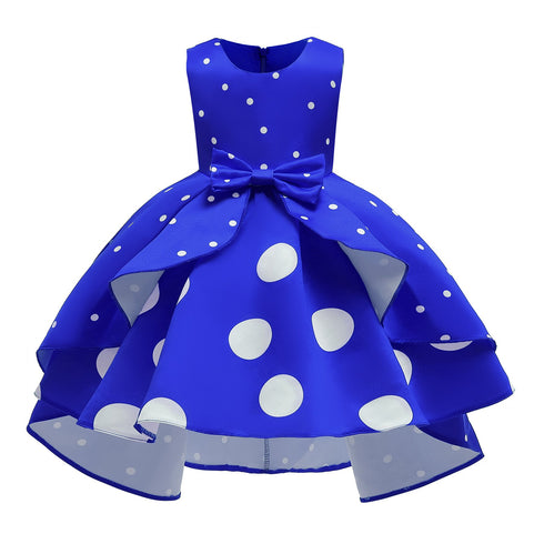 Girl's Wave Dot Vintage Dress Children's Princess Dress Dress
